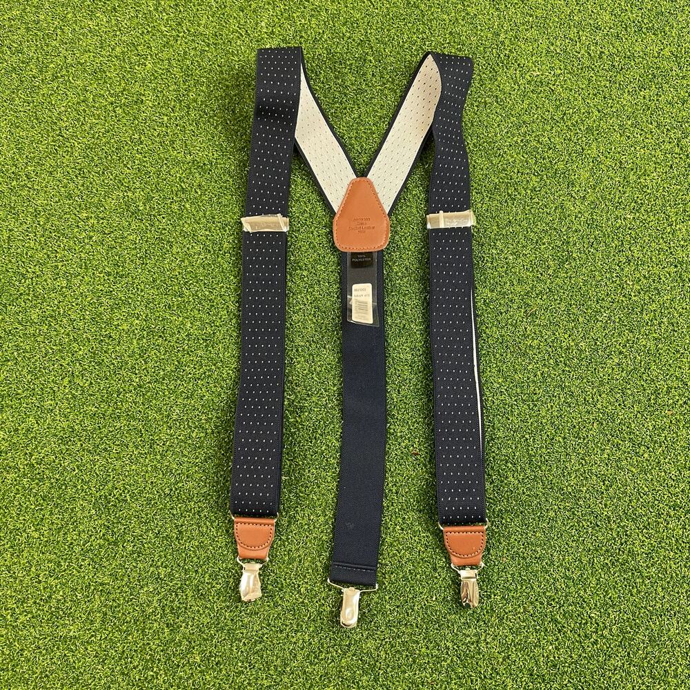 Perry Ellis Mens Navy Blue Pin Dot Suspenders 100% Polyester Regular NWOT